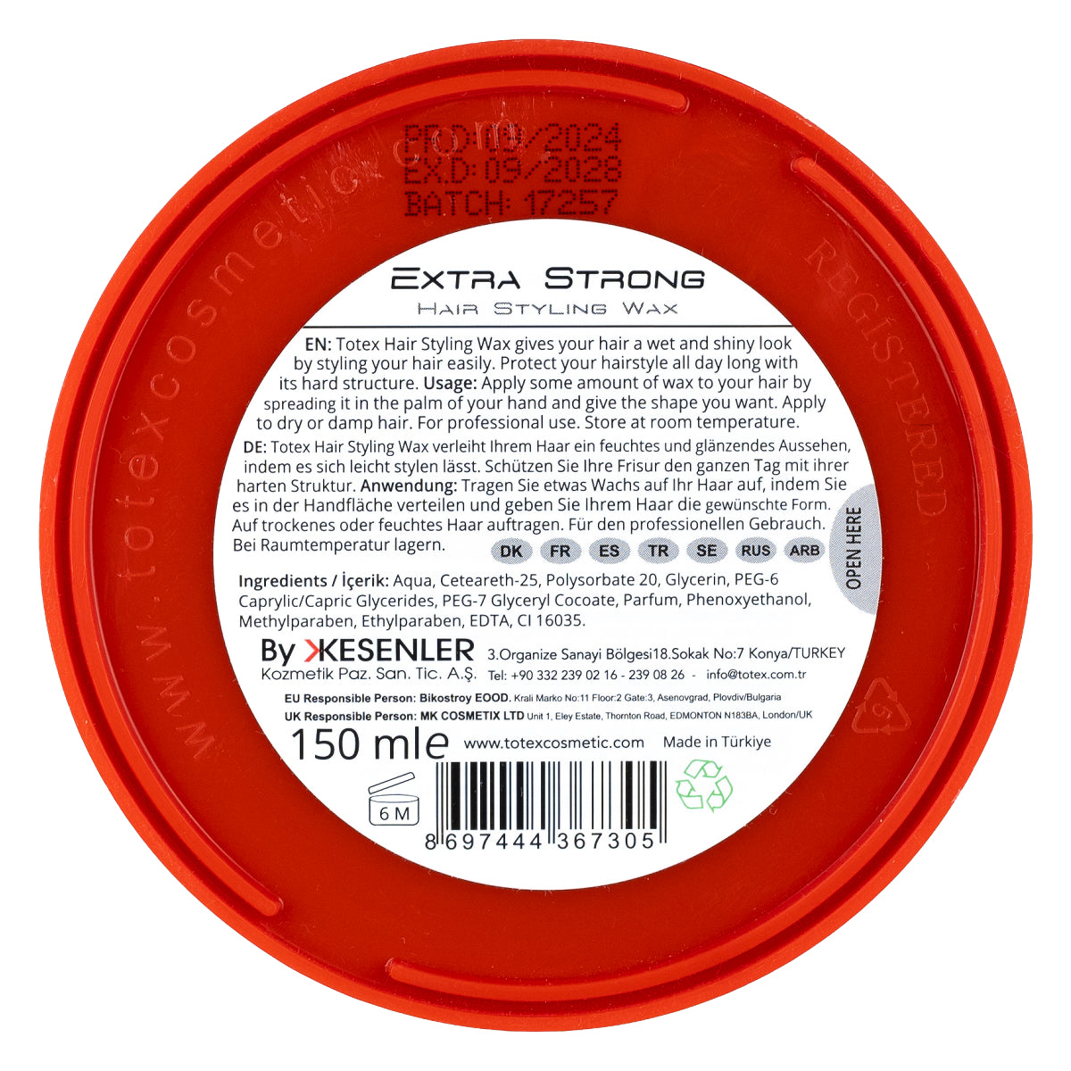 Totex Extra Strong Hairstyling Wax 150 ML