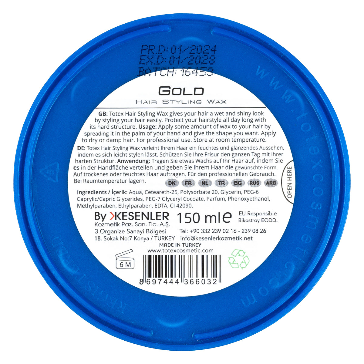 Totex Gold Hairstyling Wax 150 ML