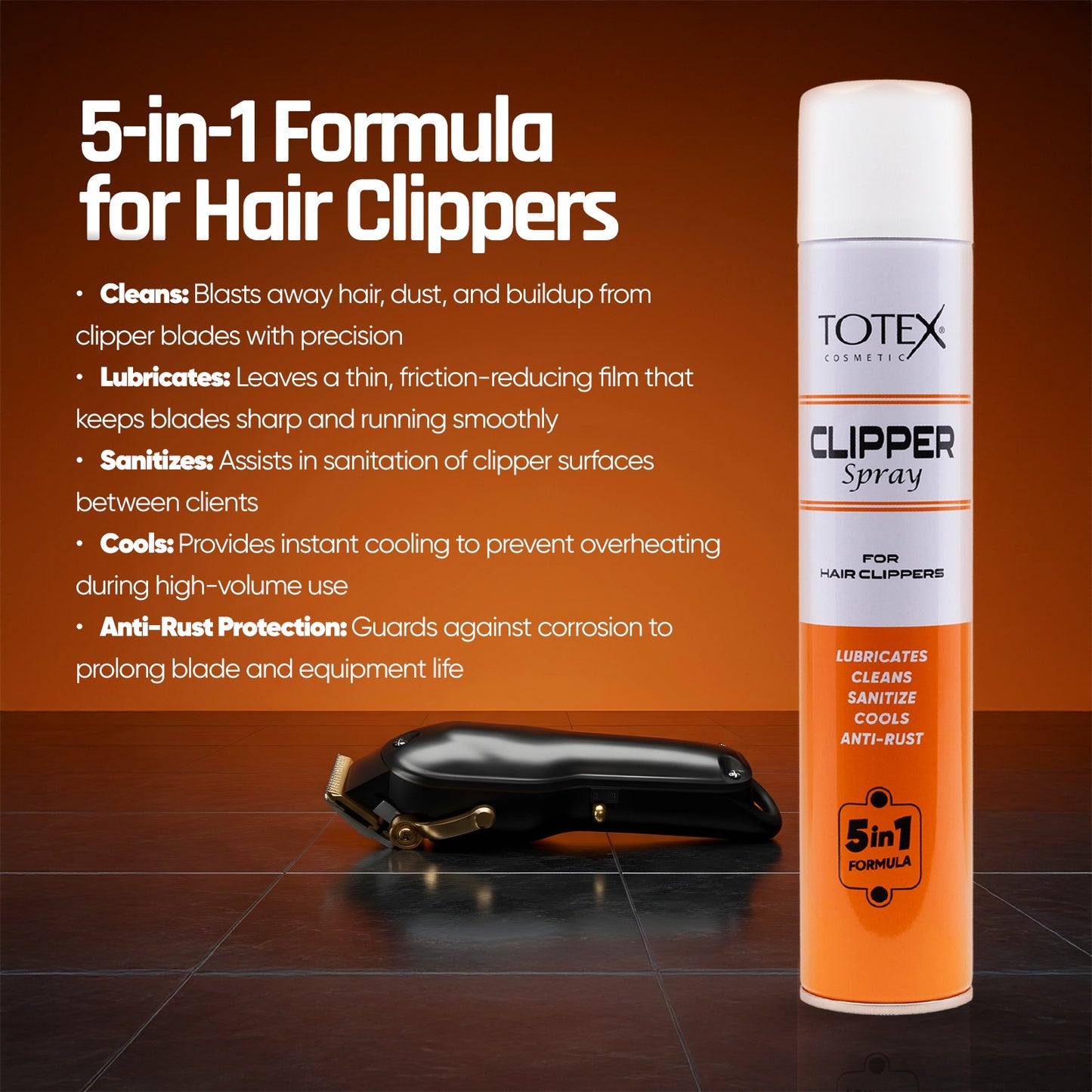 Totex CLIPPER Spray 5-in-1 Formula for Hair Clippers 400 ML